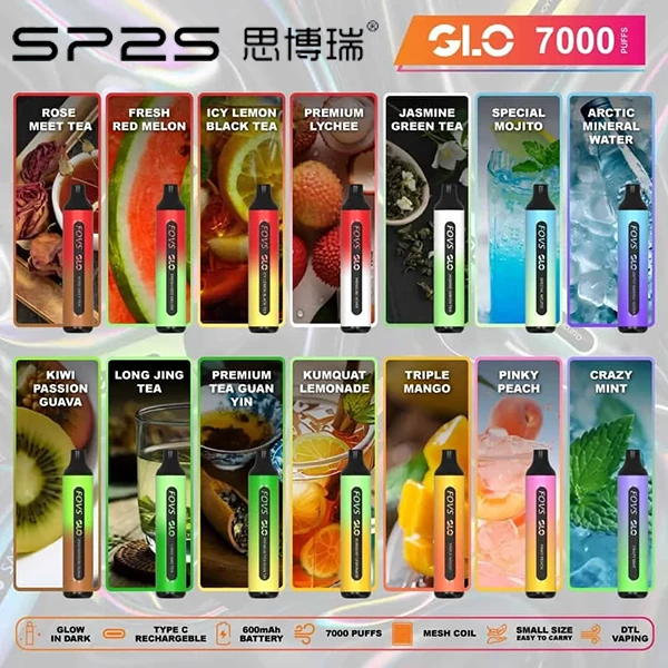 SP2S 7000口拋棄式電子煙|一次性可充電・15種口味選擇・新品爆款現貨